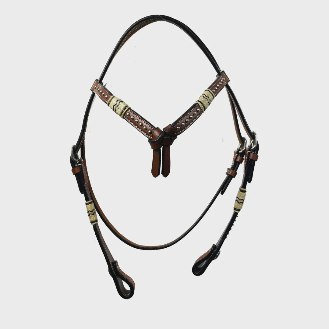 Ezy Ride futurity Western bridle with rawhide and dot detailing one size fits cob and full sized horses