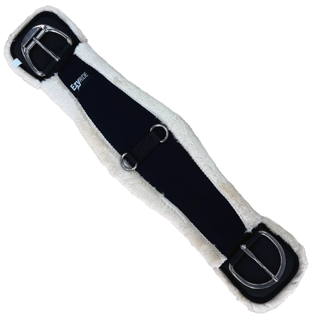 Brown Ezy Ride Western Anatomical Fleece Girth with soft fleece lining and contoured design for horse comfort.