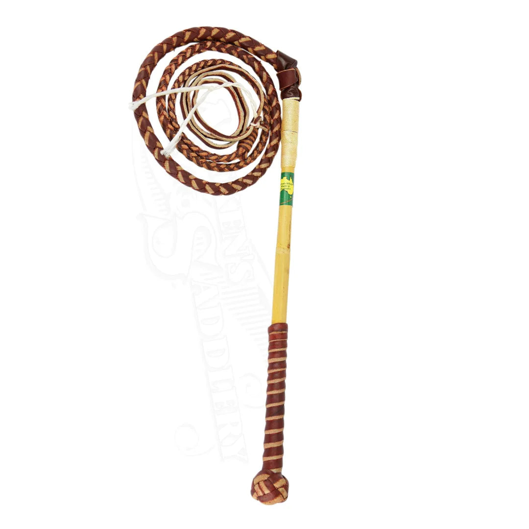 Newmeth 4ft Australian made redhide leather 4-plait stockwhip for beginner and everyday use.