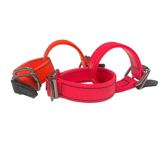 Quick release PVC hobbles with 1.25 inch plastic coated webbing and stainless steel fittings Australian made horse restraint gear
