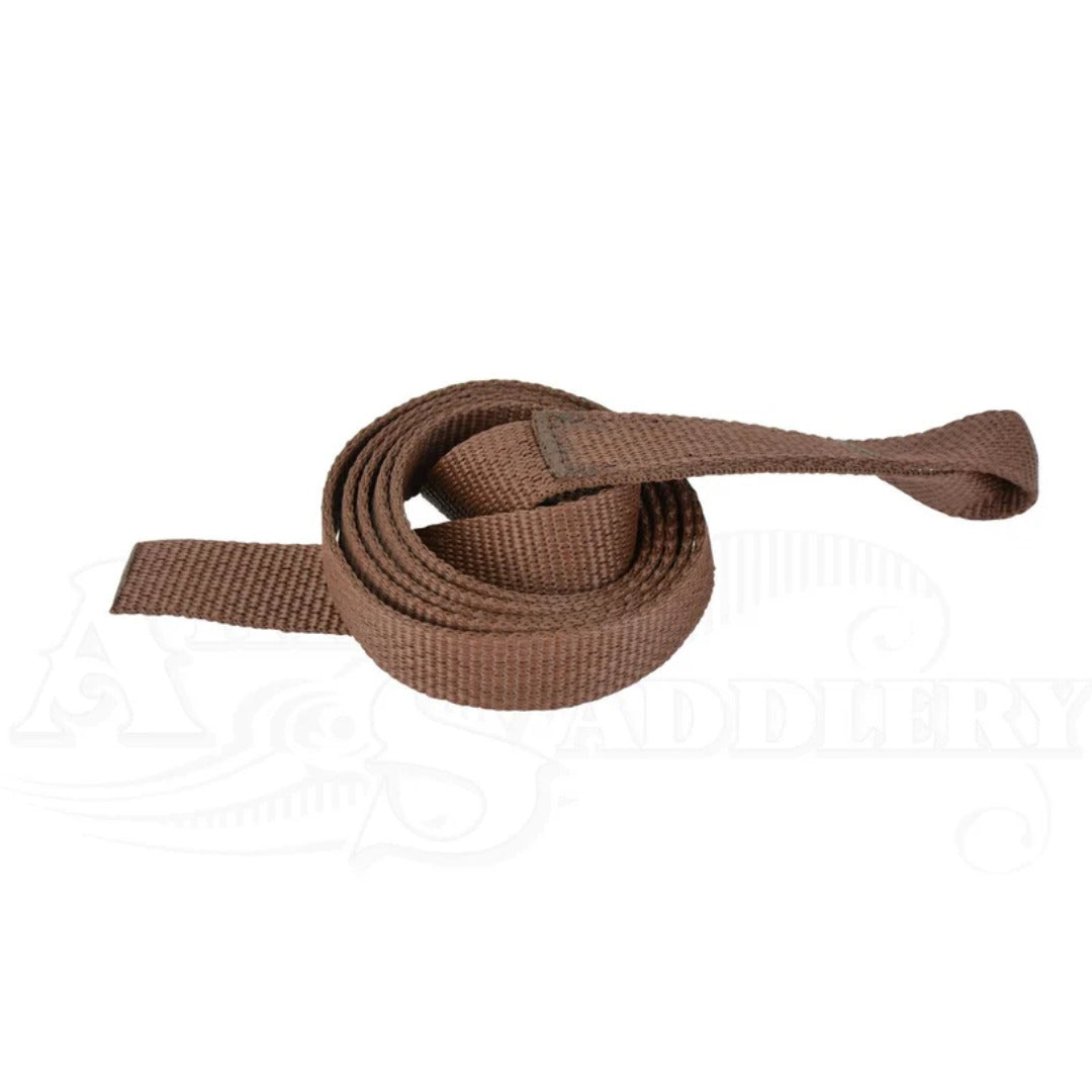 Brown Bates nylon web lacing for stock and western saddle rigging, Australian made replacement strap.