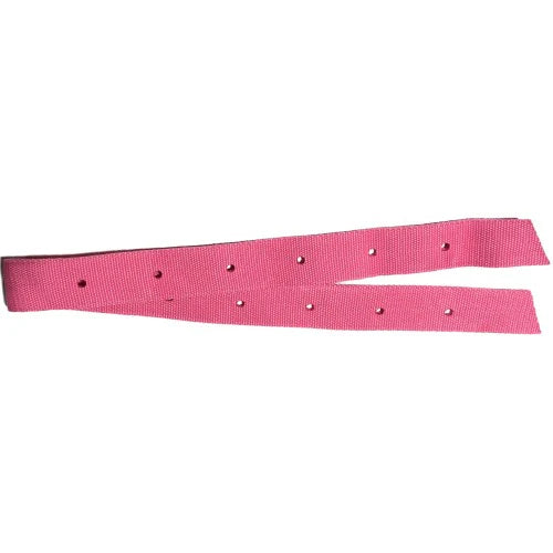 Pink 1¾ x 39 inch offside billet saddle strap made from durable webbing for secure tack attachment.